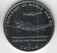 IsleOfManCoin1crown1995UNCAviationoftheSecondWorldWarTheCurtissP40TheGreatCoin 1