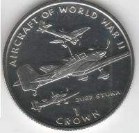 IsleOfManCoin1crown1995UNCAviationoftheSecondWorldWarAircraftJunkersU87 StuckTheGreatCoin 1