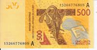 WestAfricaCôted'Ivoire500francsHippos20120001
