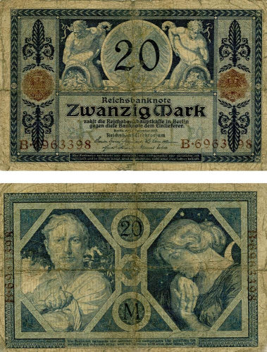 фото Германия 20 марок 1915 VG-VF (P63)