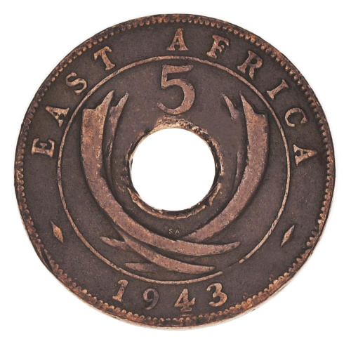 фото Британская Восточная Африка 5 центов 1943 F-VF