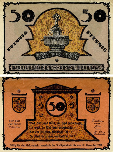 фото Германия Нотгельд  50 пфеннигов  1921 F-VF Тетеров