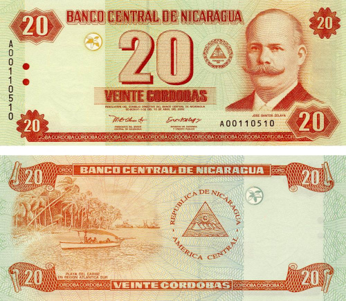фото Никарагуа 20 кордоб 2002 UNC (P192)