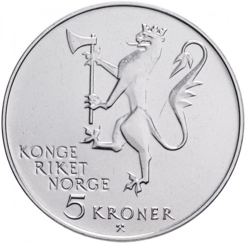 фото Норвегия 5 крон 1975 UNC (KM#422)