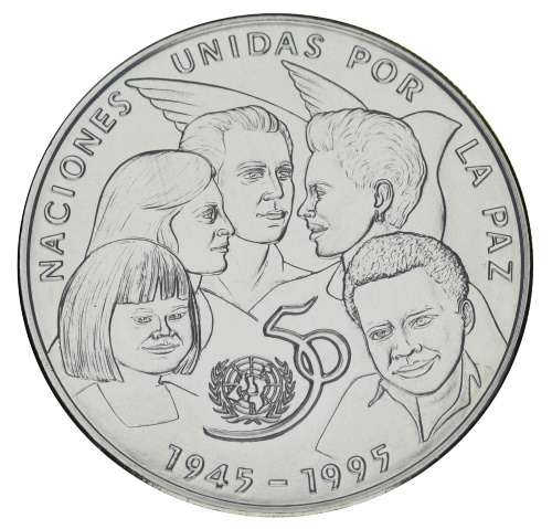 фото Куба 1 песо 1995 UNC 50 лет ООН