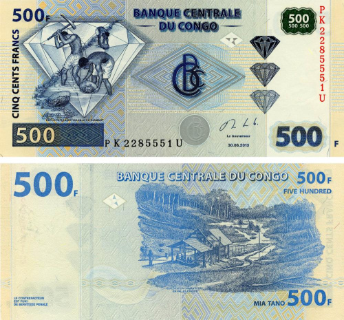 фото Демократическая республика Конго 500 франков 2013 UNC (P96B)