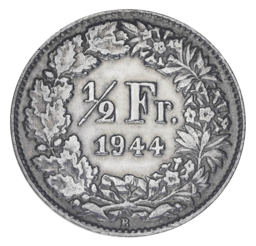 фото Швейцария 1/2 франка 1944 Серебро F-VF (Ag 835, 2,5 грамма)