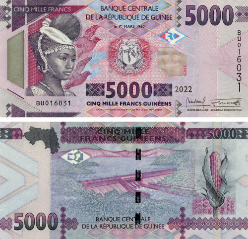 фото Гвинея 5000 франков 2022 UNC (P49)