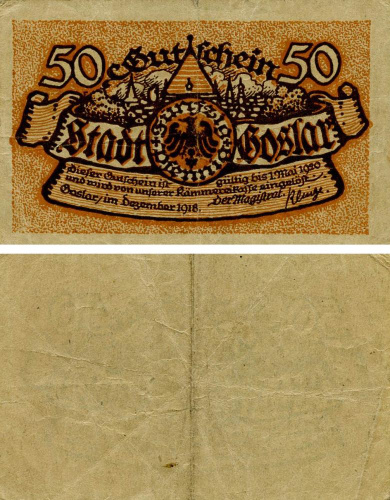 фото Германия Нотгельд  50 пфеннигов  1918 F-VF Гослар