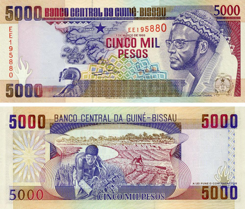фото Гвинея-Бисау 5000 песо 1993 UNC (P14b)