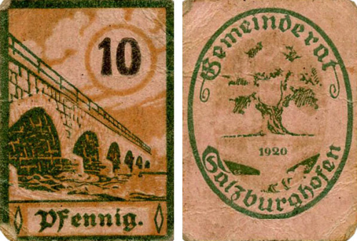 фото Германия Нотгельд  10 пфеннигов 1920  F-VF Гайсбург