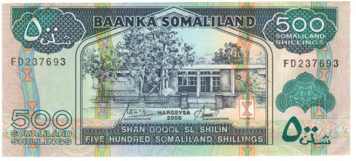 фото Сомалиленд 500 шиллингов 2006 UNC (P6f)