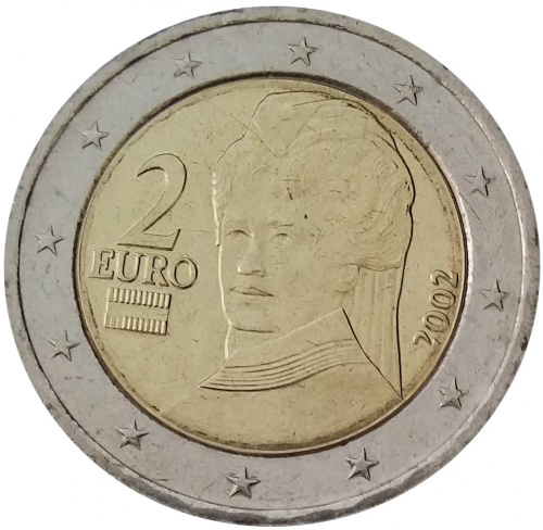 фото Австрия 2 евро 2002 Биметалл UNC