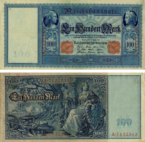 фото Германия 100 марок 1910 G-VG
