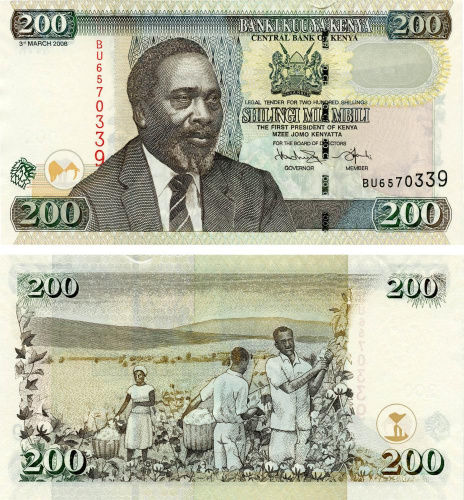 фото Кения 200 шиллингов 2008 UNC (P49c)