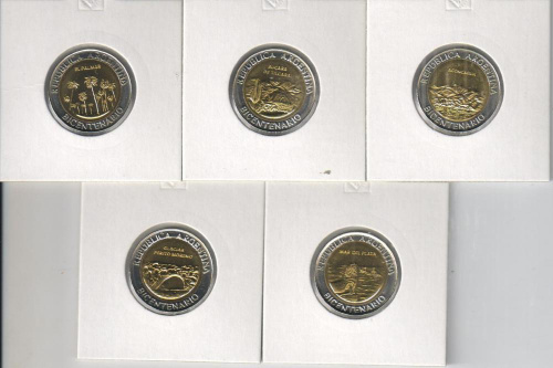 фото Аргентина набор из 5 монет 2010 UNC