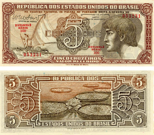 фото Бразилия 5 крузейро 1961-1962 UNC (P166)