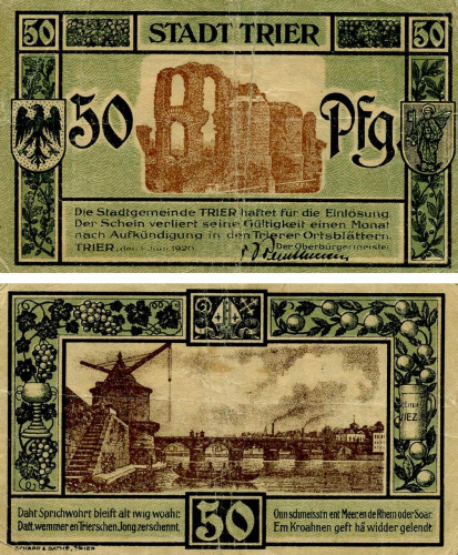 фото Германия Нотгельд  50 пфеннигов 1920 F-VF Трир