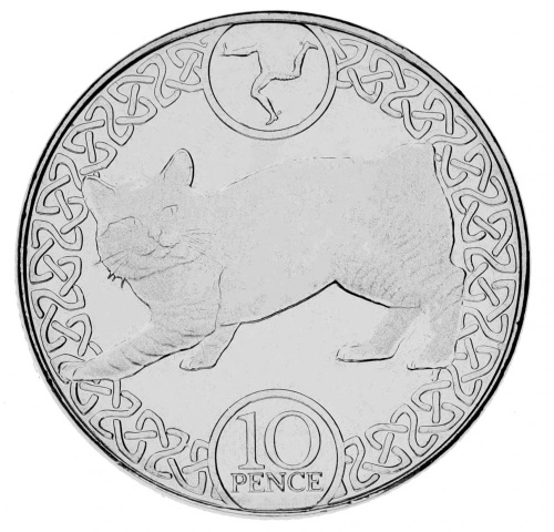 фото Остров Мэн 10 пенсов 2017 UNC Кот Кошка