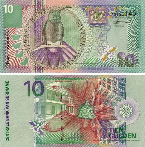 фото Суринам 10 гульденов 2000 UNC (P147)
