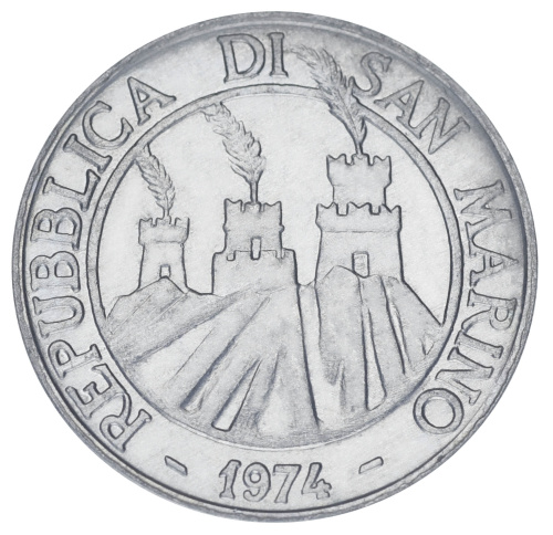 фото Сан-Марино 1 лира 1974 AU-UNC