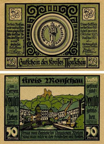 фото Германия Нотгельд  50 пфеннигов 1921 F-VF Моншау