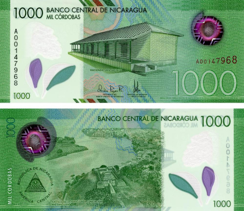 фото Никарагуа 1000 кордоб 2019 UNC Полимер (P214)