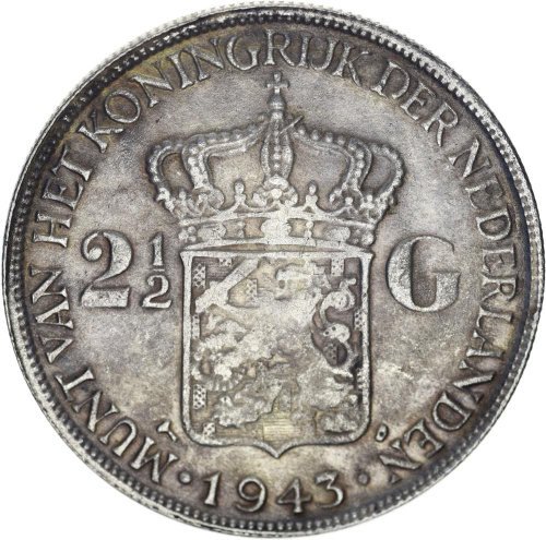 фото Нидерланды 2,5 гульден 1943 VF-XF (Сувенир)