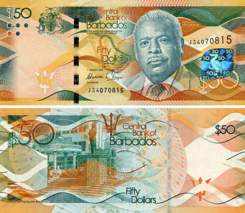 фото Барбадос 50 долларов 2018 UNC (P77с)