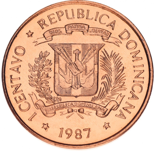 фото Доминикана 1 сентаво 1987 AU-UNC