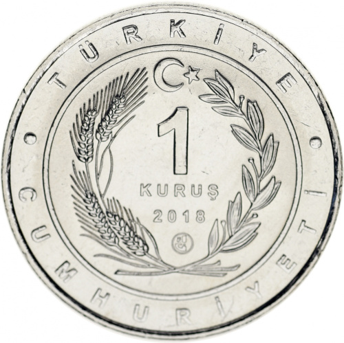 фото Турция 1 куруш 2018 UNC «Птицы Турции - Султанка»