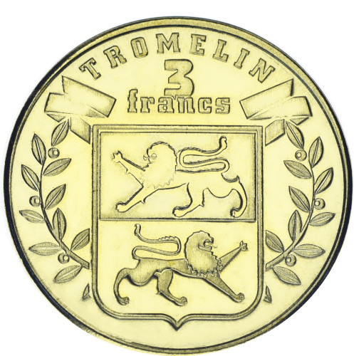 фото Остров Тромлен 3 франка 2022 UNC Кошки - Лев