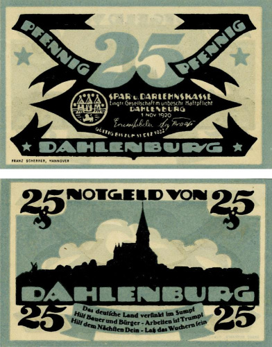 фото Германия Нотгельд 25 пфеннигов 1920 F-VF Даленбург