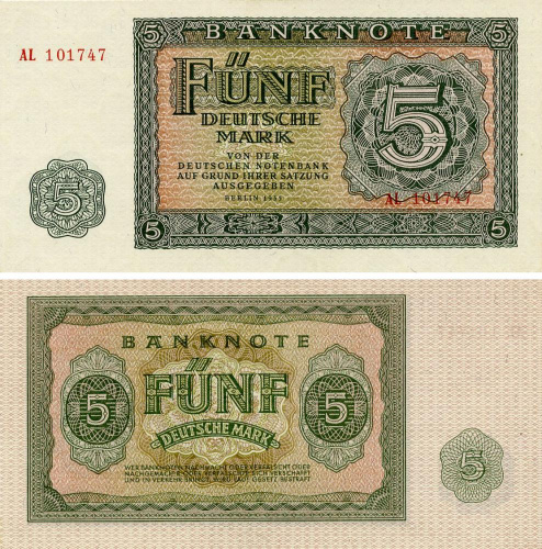 фото Германия 5 марок 1955 AU-UNC ГДР (P17)