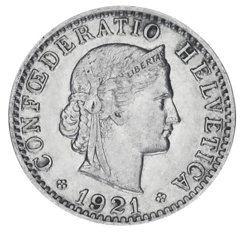 фото Швейцария 20 раппен 1921 F-VF