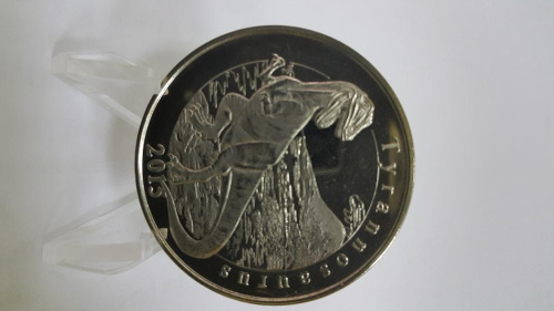 фото Майотта 1 франк 2015 «Динозавры - Тираннозавр» UNC