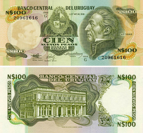 фото Уругвай 100 песо 1987 UNC (P62A)