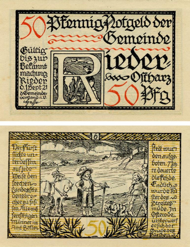 фото Германия Нотгельд  50 пфеннигов 1921 F-VF Ридер