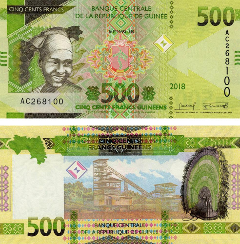 фото Гвинея 500 франков 2018 UNC (Pnew)