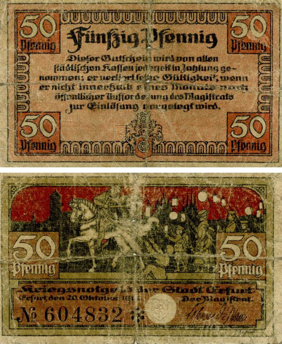 фото Германия Нотгельд  50 пфеннигов  G-VG Эрфурт