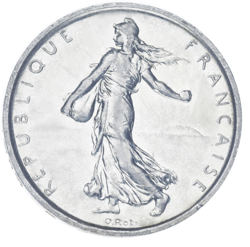фото Франция 5 франков 1966 Серебро VF-AU (Ag 835, 12 грамм)