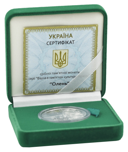фото Украина 5 гривен 2016 Серебро UNC Фауна - Олень (Ag 925, пол-унции, 15,55 грамм)