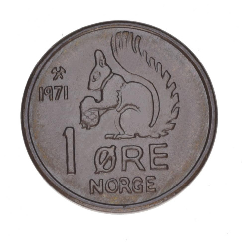 фото Норвегия 1 эре 1971 UNC Белка