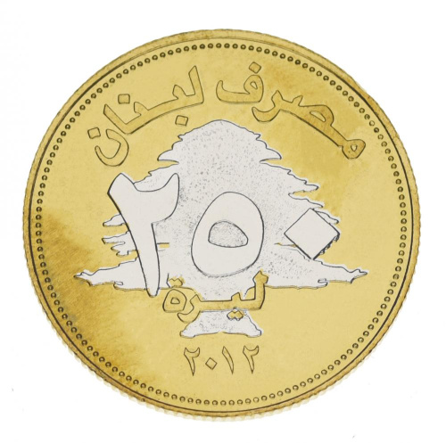 фото Ливан 250 ливров 2012 UNC Счастливая монета