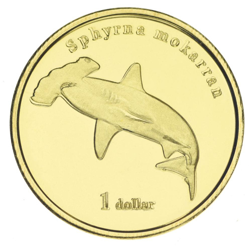 фото Муреа 1 доллар 2020 UNC Рыба - Акула-молот
