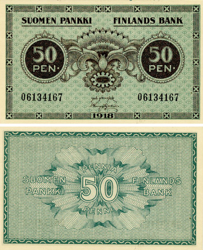 фото Финляндия 50 пенни 1918 UNC (P34)
