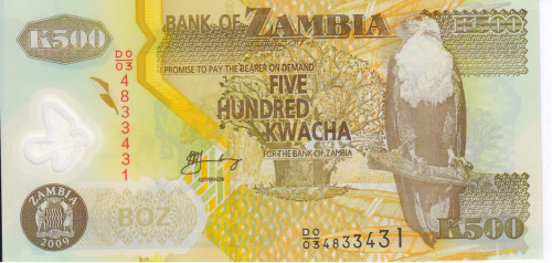 фото Замбия 500 квача 2009 UNC (P43g)