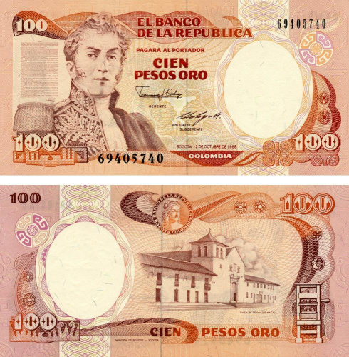 фото Колумбия 100 песо оро 1988 UNC (P426c)