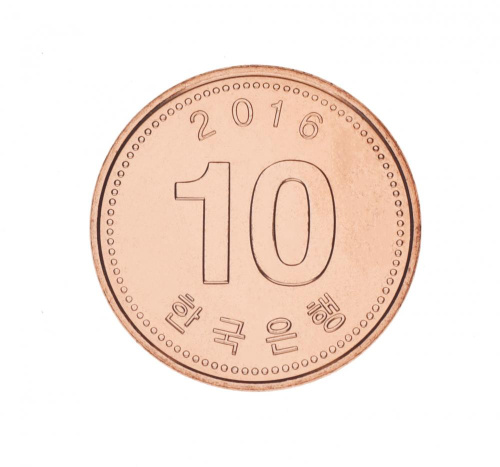 фото Южная Корея 10 вон 2016 UNC