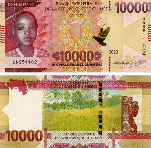 фото Гвинея 10000 франков 2022 UNC (PW49A)